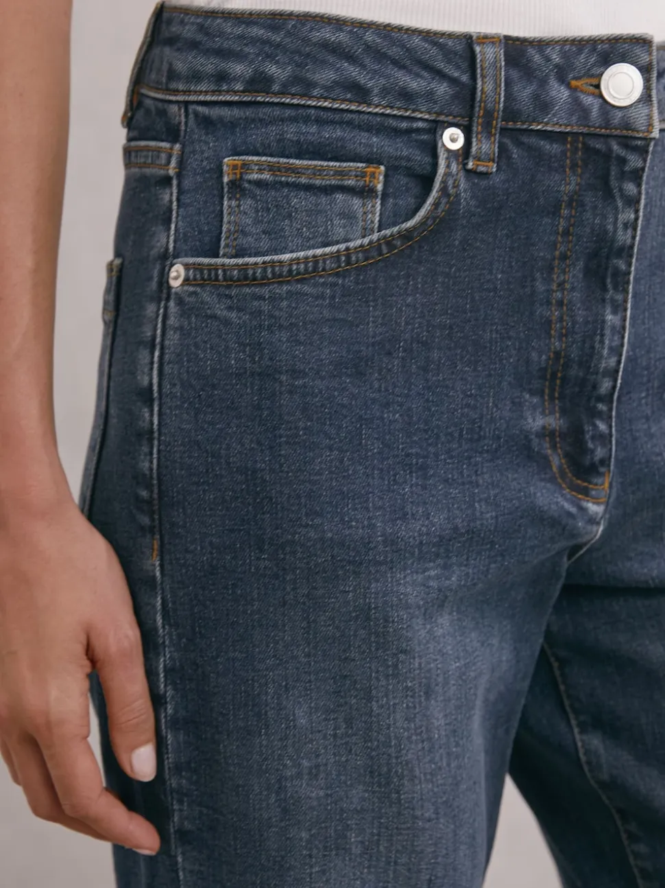 Reiss Antique Mid Blue Selin Mid-Rise Straight-Leg Jeans
