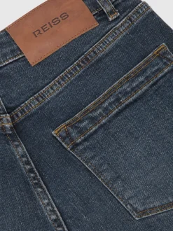 Reiss Antique Mid Blue Selin Mid-Rise Straight-Leg Jeans
