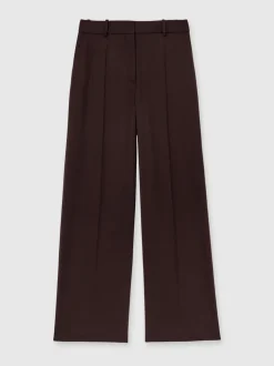Reiss Aubergine Solene Wool-Blend Wide-Leg Suit Trousers