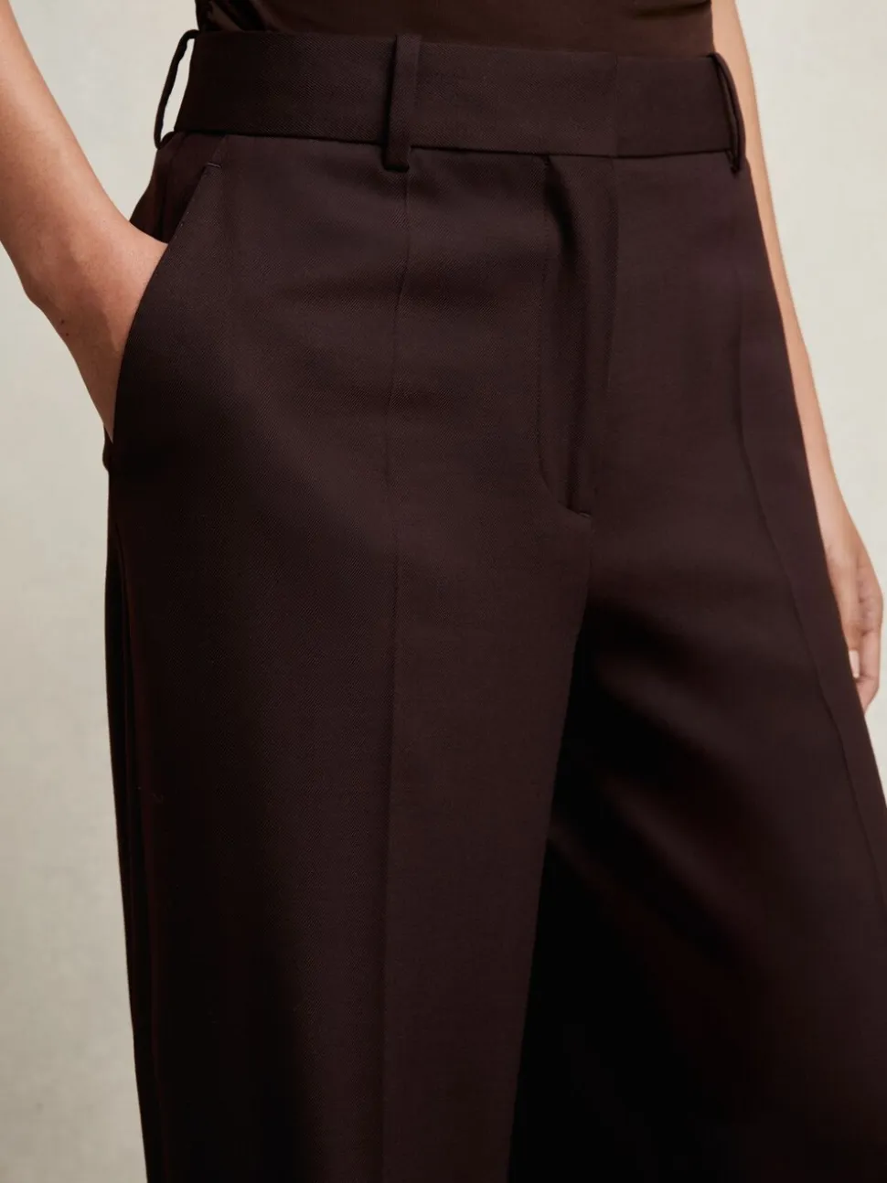 Reiss Aubergine Solene Wool-Blend Wide-Leg Suit Trousers