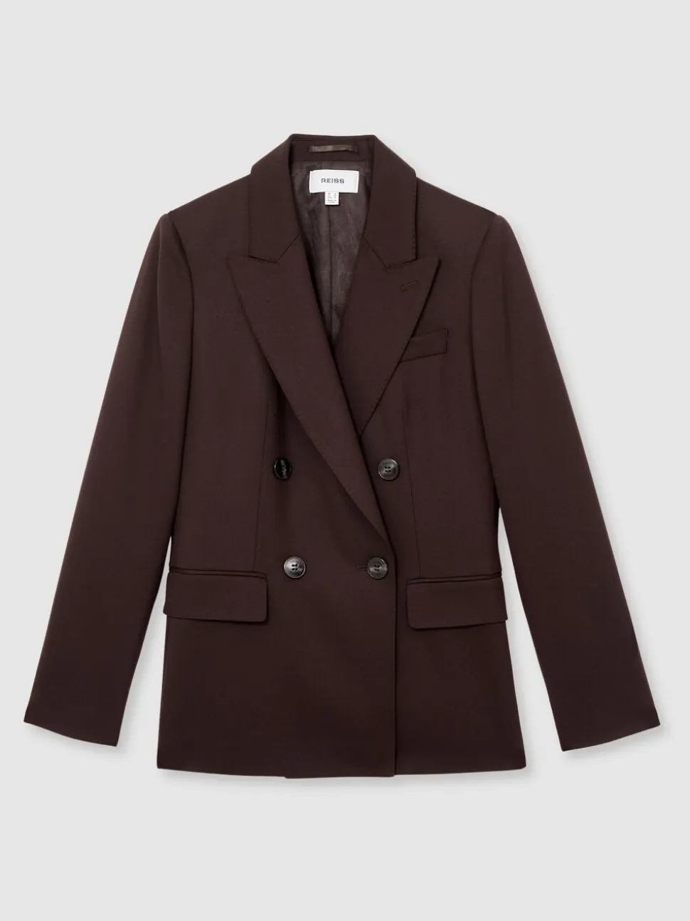 Reiss Aubergine Solene Wool-Blend Double-Breasted Suit Blazer