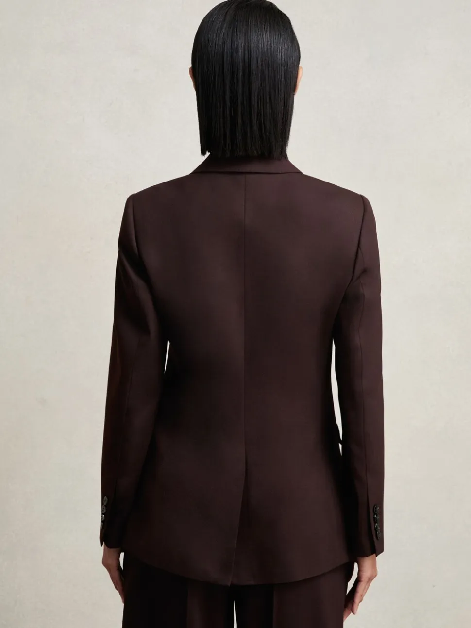 Reiss Aubergine Solene Wool-Blend Double-Breasted Suit Blazer