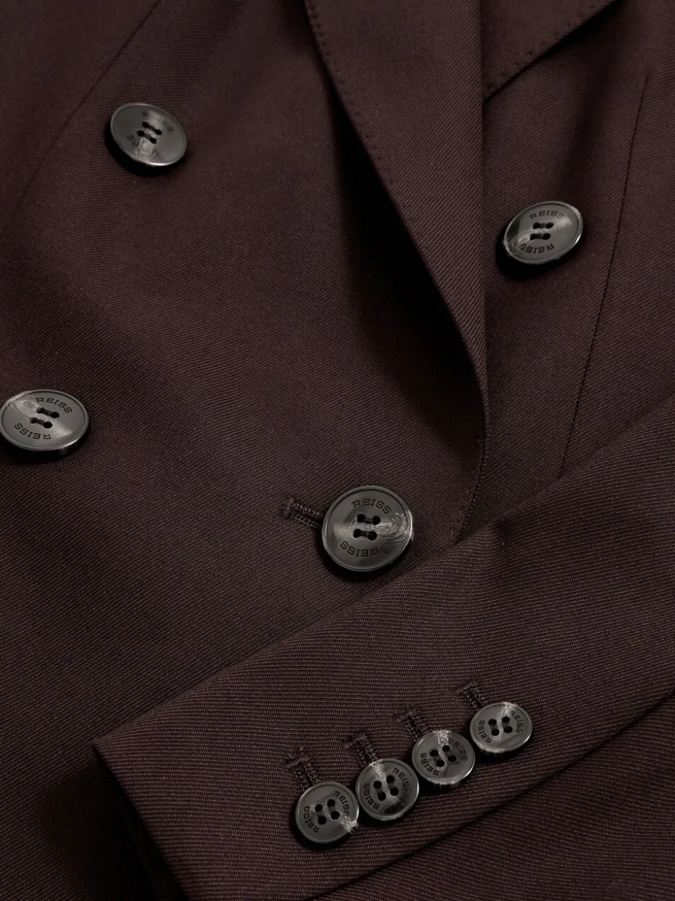 Reiss Aubergine Solene Wool-Blend Double-Breasted Suit Blazer