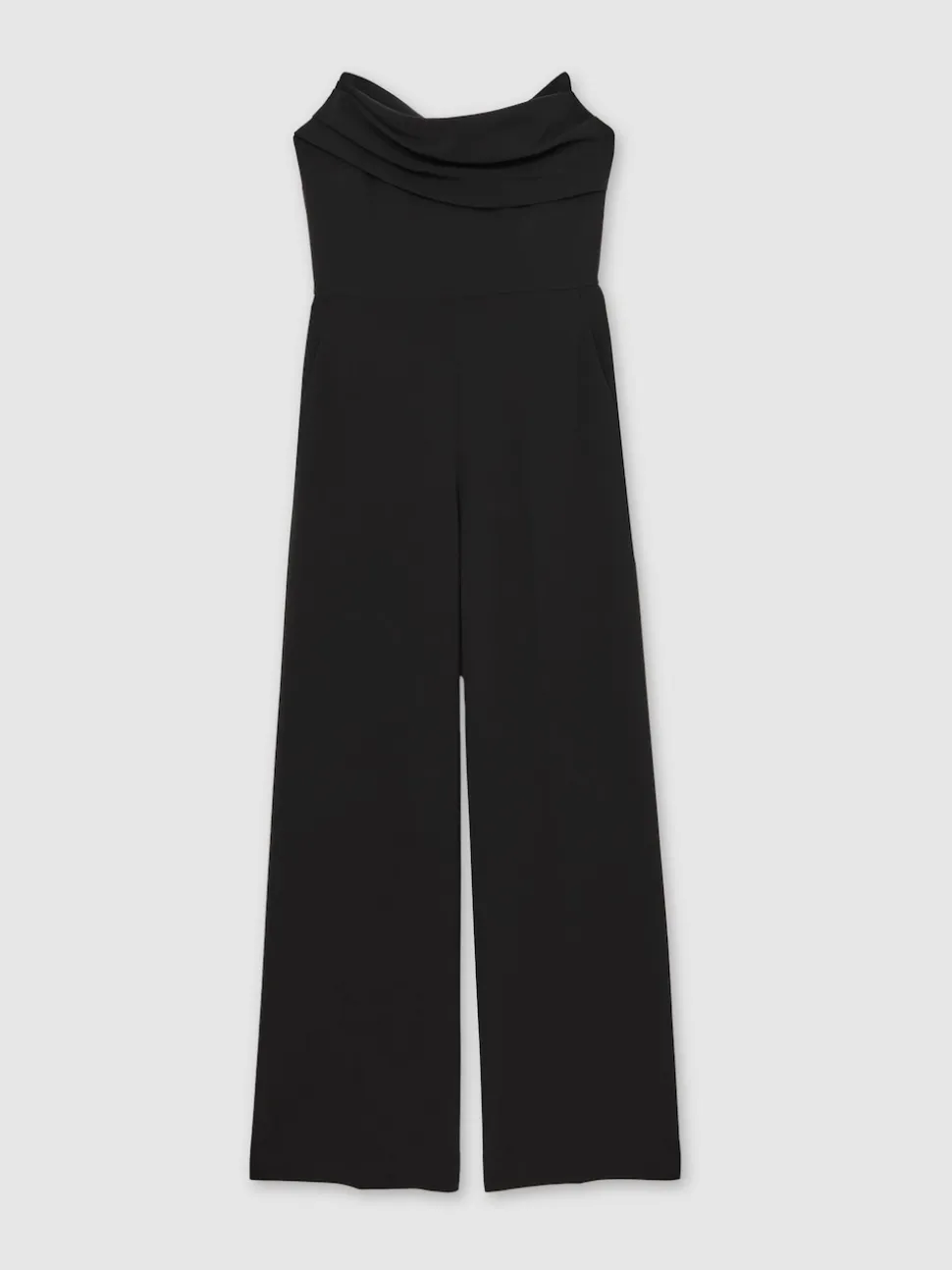 Reiss Black Ayla Structured Strapless Wide-Leg Jumpsuit