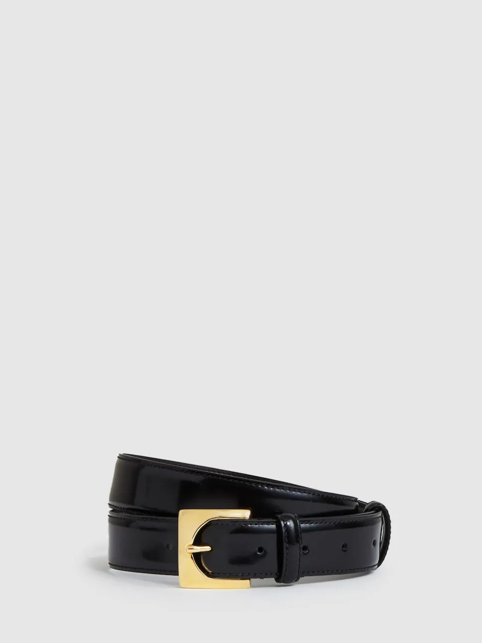 Reiss Black Belinda Leather Square-Buckle Belt