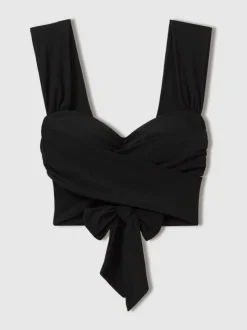 Reiss Black Cristina Wrap Design Bikini Top