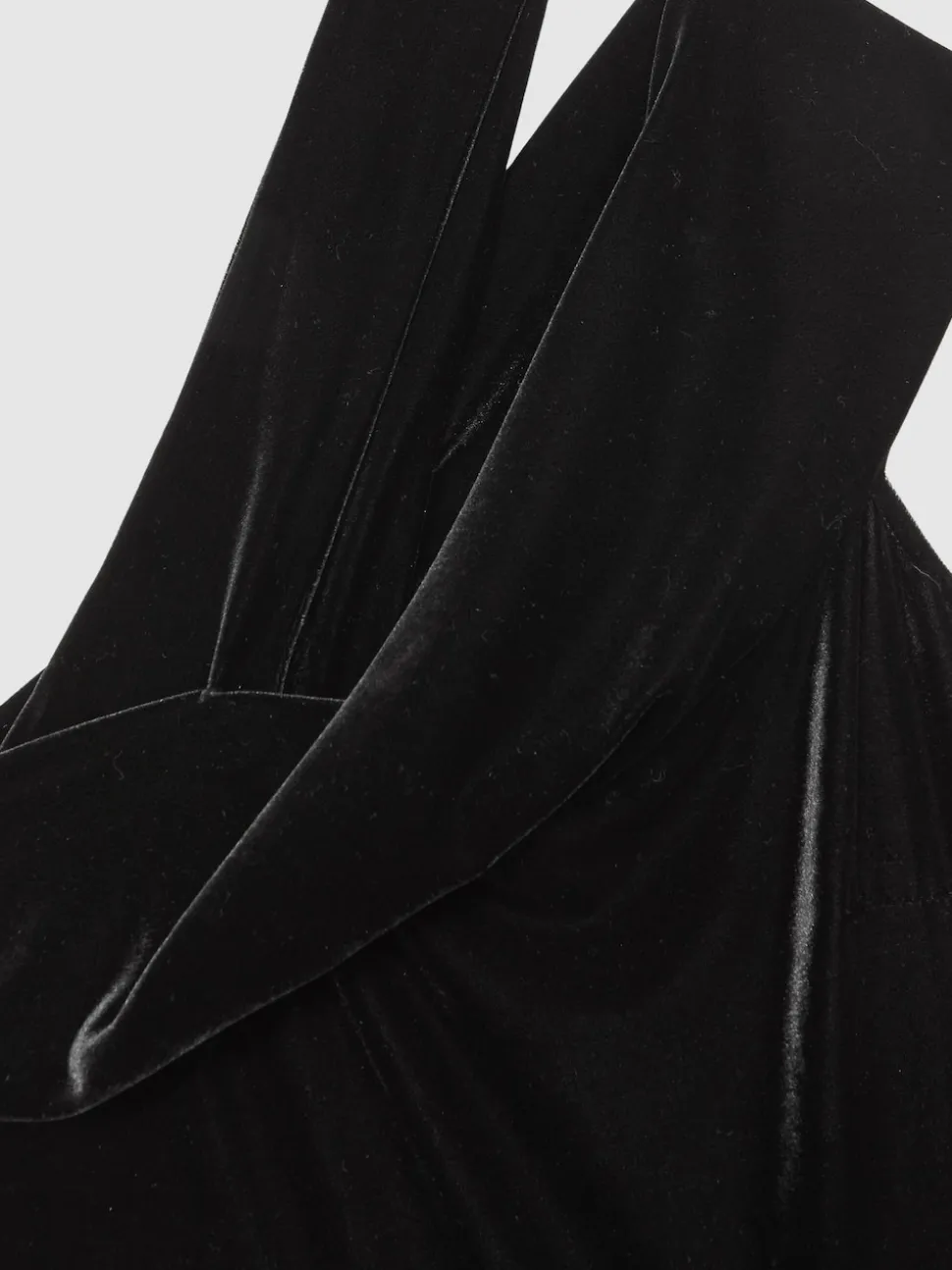 Reiss Black Daria Petite Velvet One-Shoulder Wide-Leg Jumpsuit