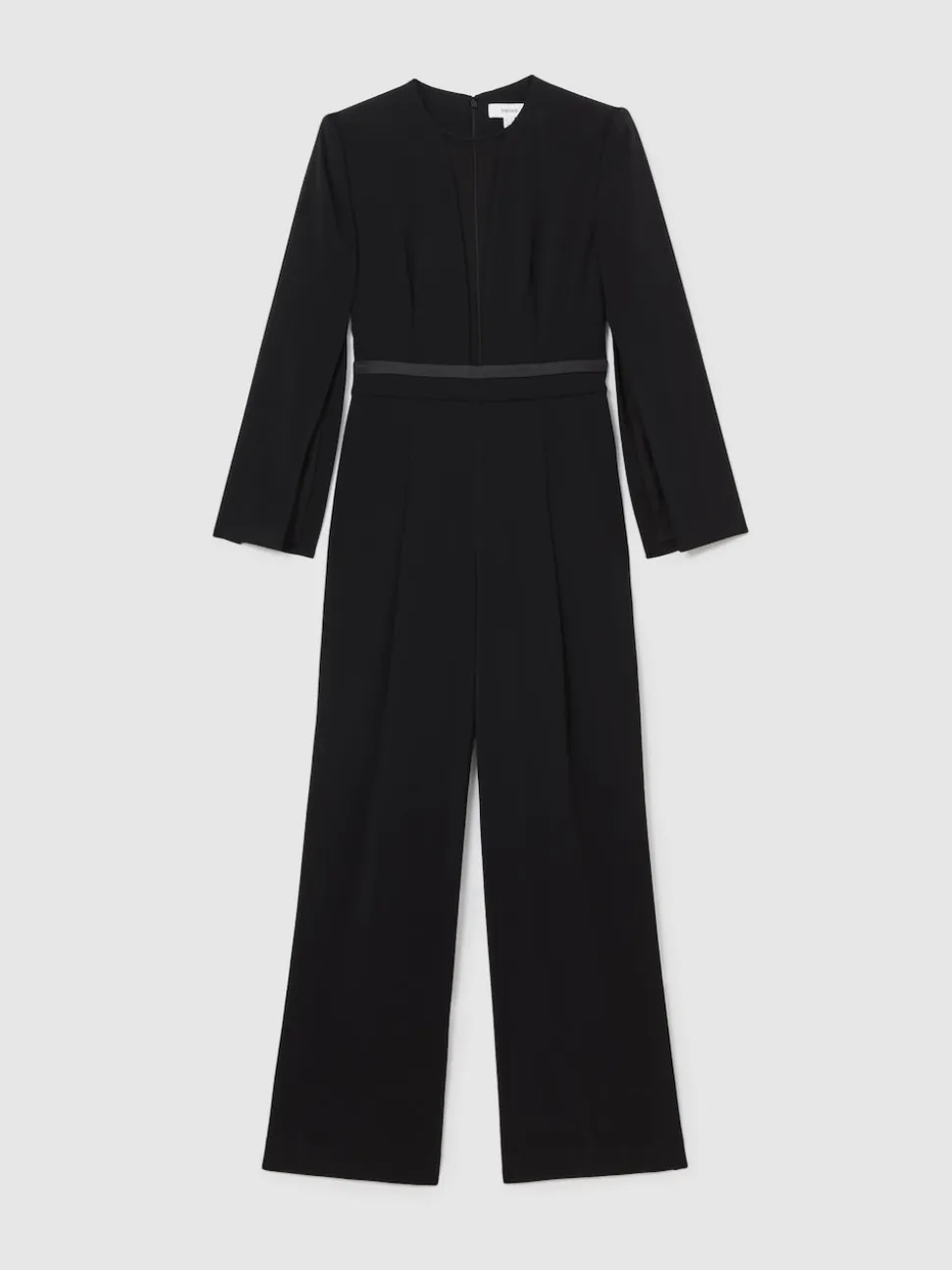 Reiss Black Evora Petite Plunge-Neck Split-Sleeve Jumpsuit
