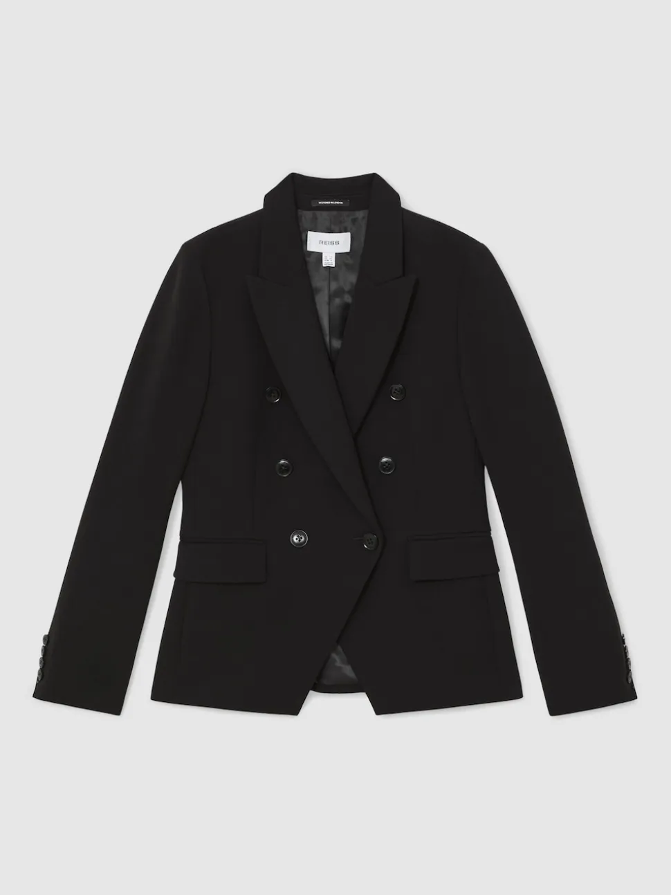 Reiss Black Gabi Double-Breasted Suit Blazer