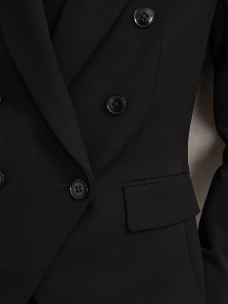 Reiss Black Gabi Double-Breasted Suit Blazer