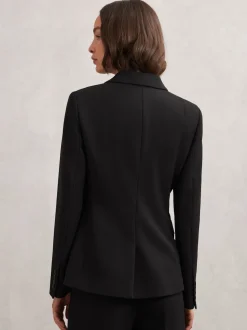 Reiss Black Gabi Double-Breasted Suit Blazer