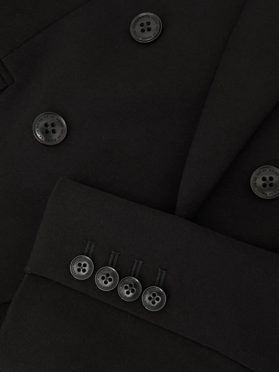 Reiss Black Gabi Double-Breasted Suit Blazer