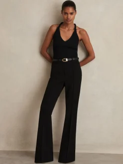 Reiss Black Gabi Flared Suit Trousers