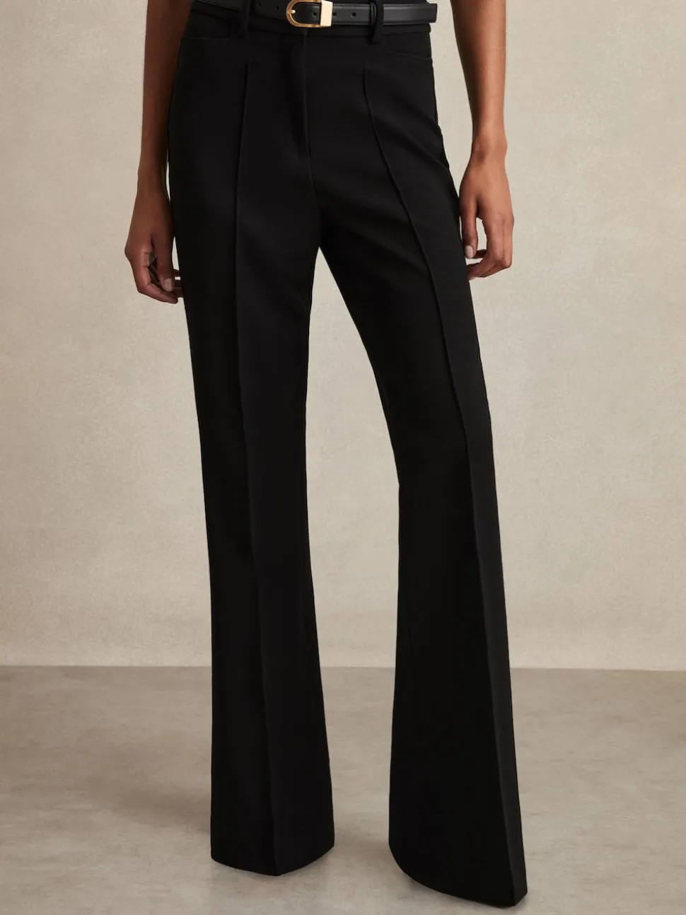 Reiss Black Gabi Flared Suit Trousers