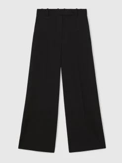 Reiss Black Gabi Petite Wide-Leg Suit Trousers