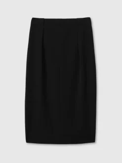 Reiss Black Gabi Tailored Midi Suit Skirt