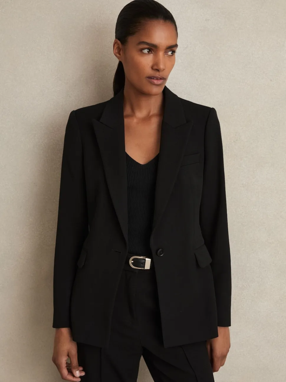 Reiss Black Gabi Tailored Single Breasted Suit Blazer