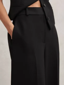 Reiss Black Gabi Wide-Leg Suit Trousers