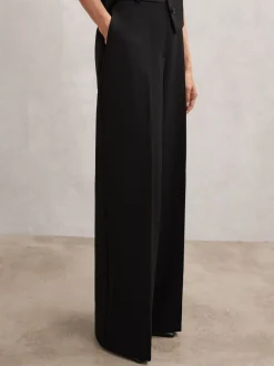 Reiss Black Gabi Wide-Leg Suit Trousers