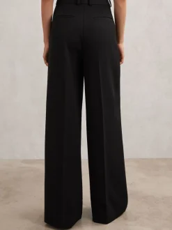 Reiss Black Gabi Wide-Leg Suit Trousers