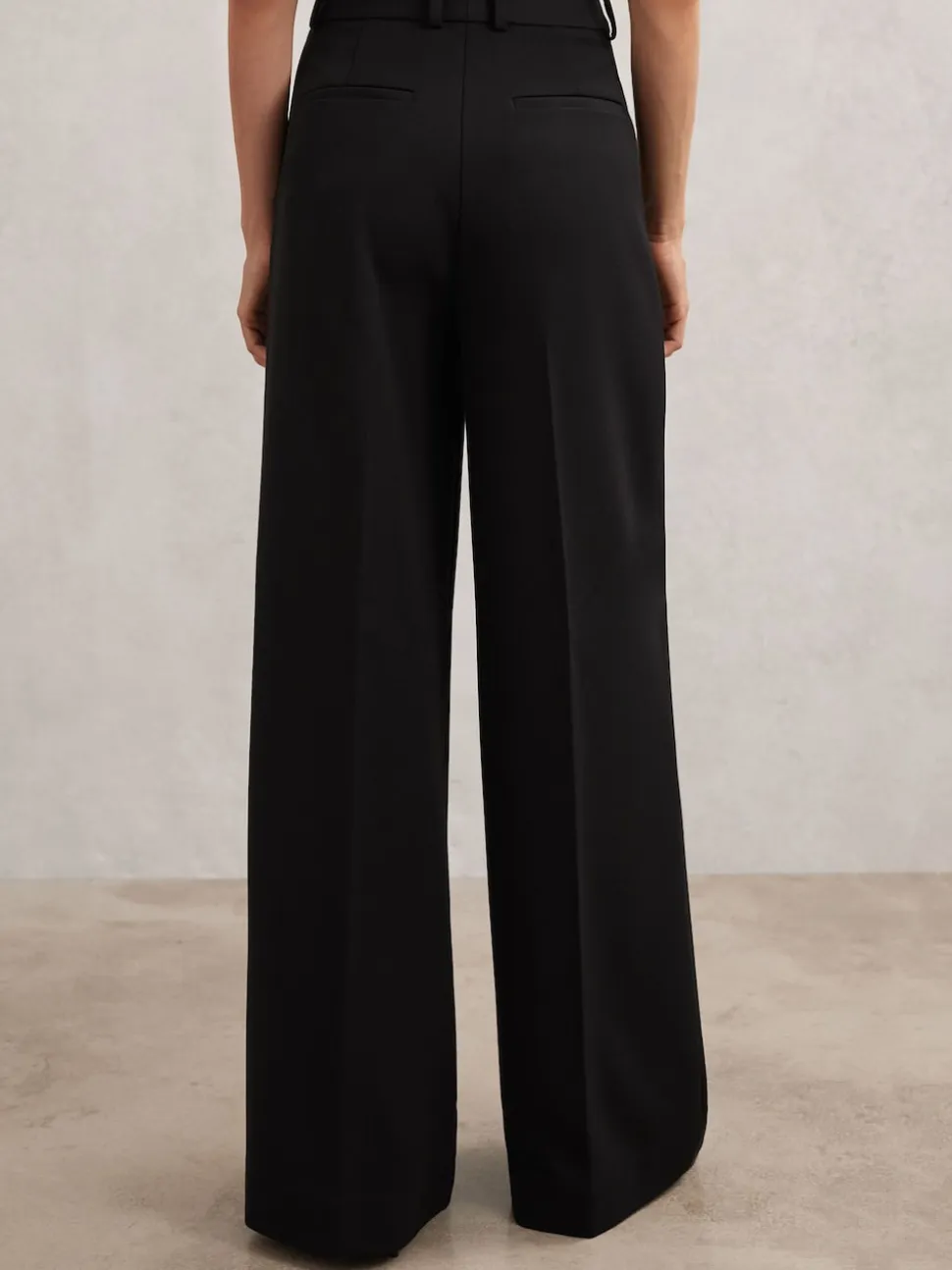 Reiss Black Gabi Wide-Leg Suit Trousers