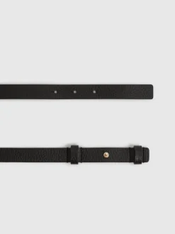 Reiss Black Hayley Leather Square Hinge Belt