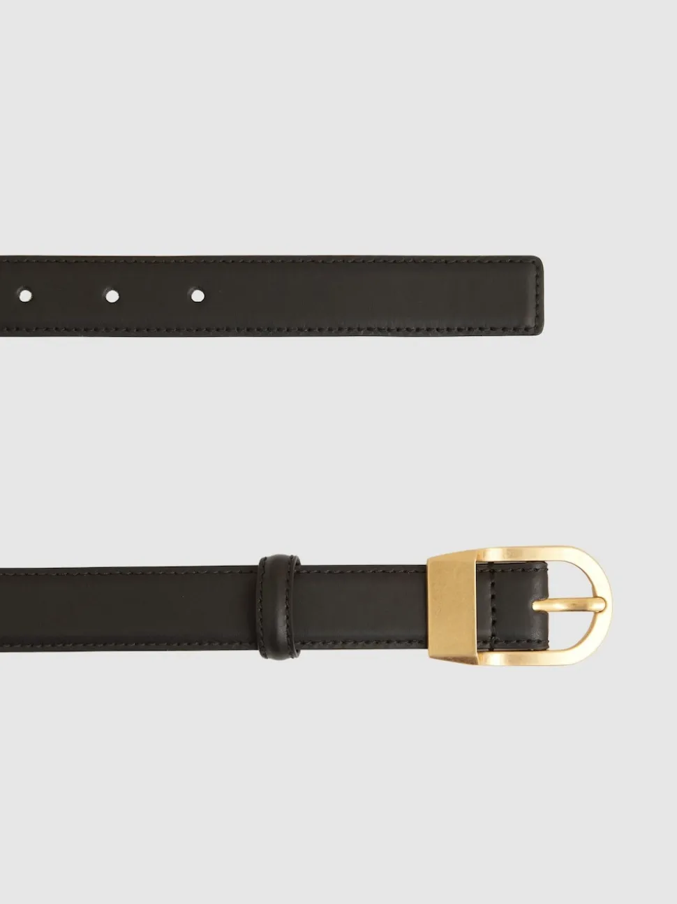 Reiss Black Hazel Leather Curved-Buckle Belt