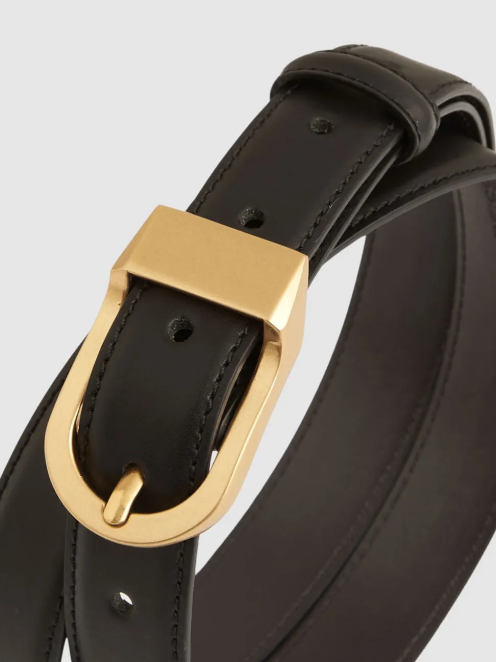 Reiss Black Hazel Leather Curved-Buckle Belt