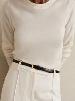 Reiss Black Holly Thin Leather Belt