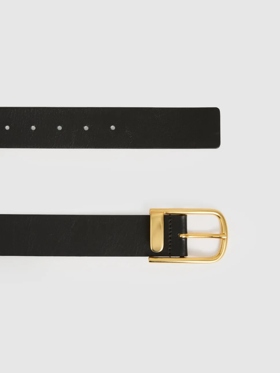 Reiss Black Iyla Leather Half-Keeper Belt