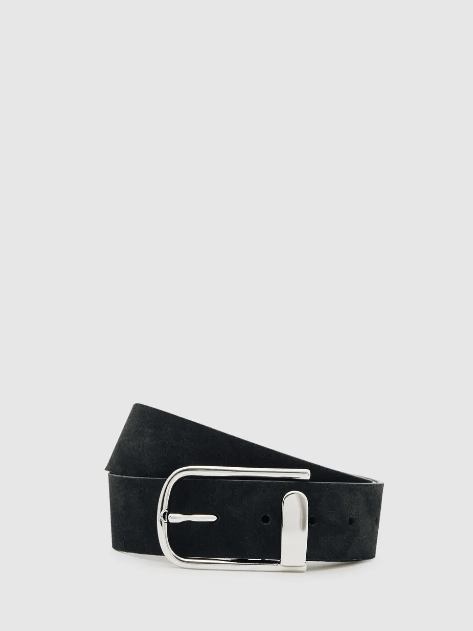 Reiss Black Iyla Suede Half Keeper Belt