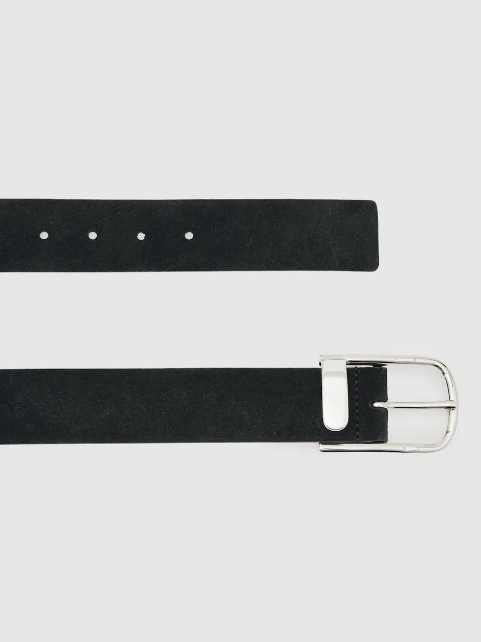 Reiss Black Iyla Suede Half Keeper Belt