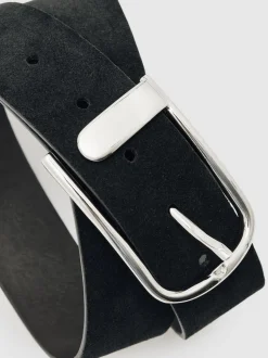 Reiss Black Iyla Suede Half Keeper Belt