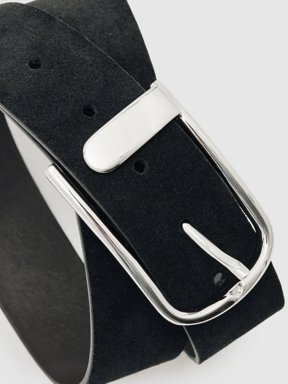 Reiss Black Iyla Suede Half Keeper Belt