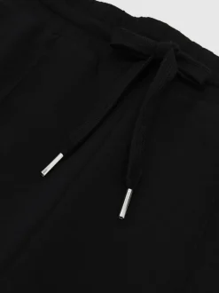 Reiss Black Jemma Premium Interlock Wide-Leg Joggers