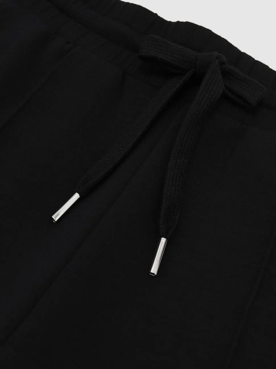 Reiss Black Jemma Premium Interlock Wide-Leg Joggers