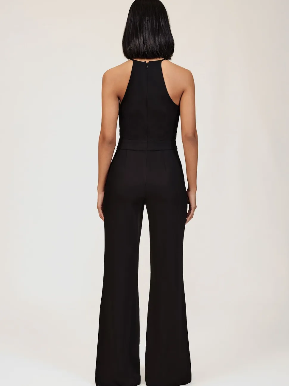 Reiss Black Kamila Chain-Detail Flared-Leg Jumpsuit
