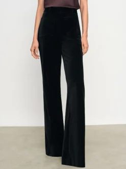Reiss Black Myrtle Velvet Flared Trousers