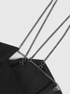 Reiss Black Olara Chain-Strap Wide-Leg Jumpsuit