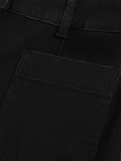 Reiss Black Sakura Patch-Pocket Flared Jeans