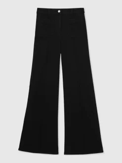 Reiss Black Sakura Petite Patch-Pocket Flared Jeans