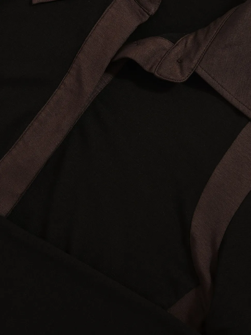 Reiss Black/Chocolate Brown Denise Jersey Colour-Block Collared Shirt
