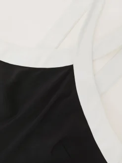 Reiss Black/Cream Cliona Colour-Block Halter Wide-Leg Jumpsuit