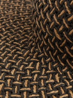 Reiss Black/Natural Sonia Straw Basket-Weave Sun Hat