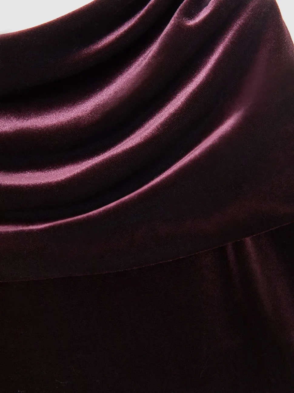 Reiss Burgundy Andria Velvet Drape Strapless Jumpsuit