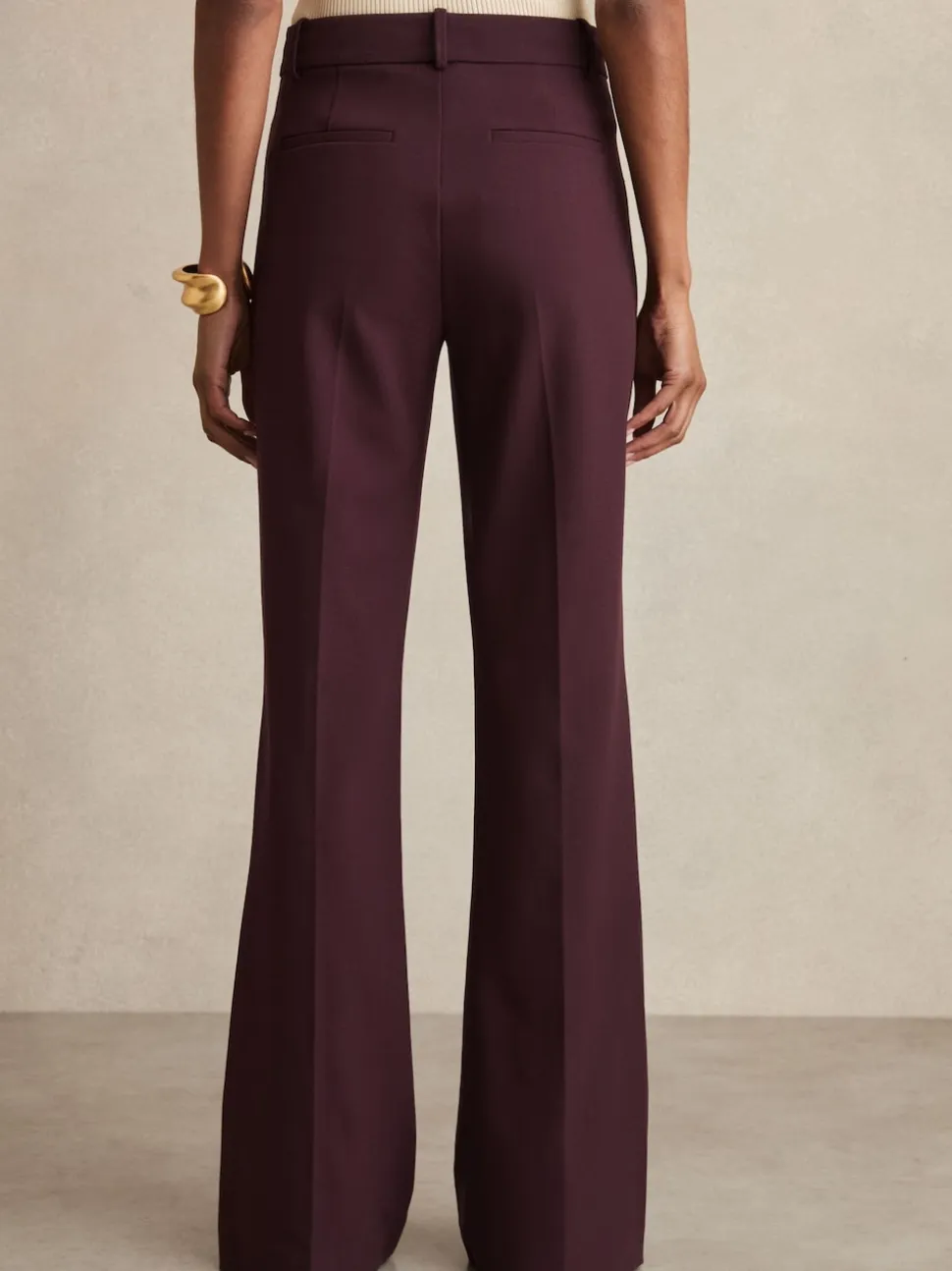 Reiss Burgundy Claude High Rise Flared Trousers