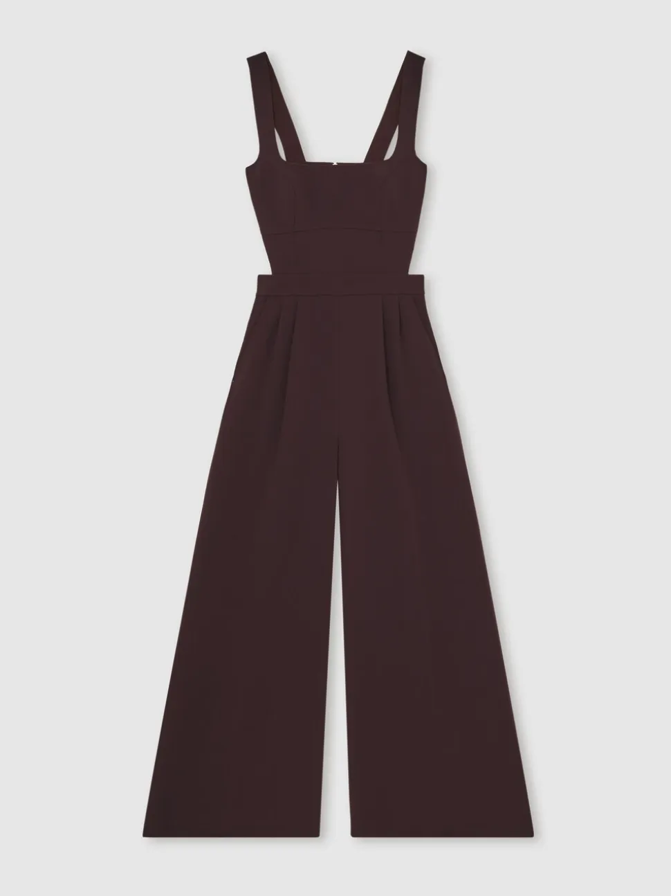 Reiss Burgundy Dion Petite Wide-Leg Cut-Out Jumpsuit