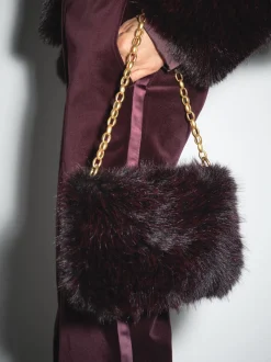 Reiss Burgundy Elia Velvet Tuxedo-Stripe Flared Trousers