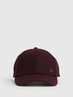 Reiss Burgundy Fiona Wool-Blend Flannel Baseball Cap