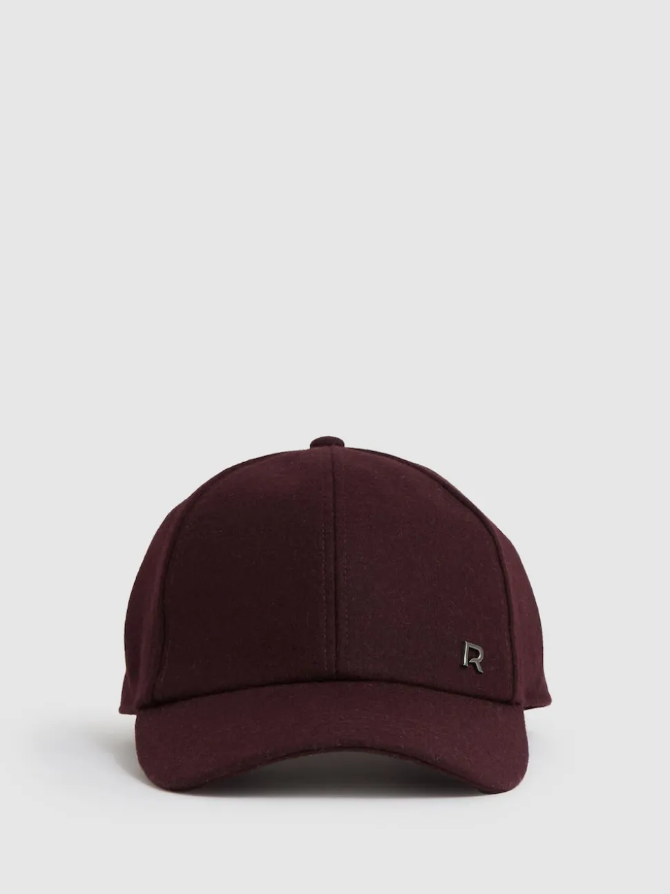 Reiss Burgundy Fiona Wool-Blend Flannel Baseball Cap